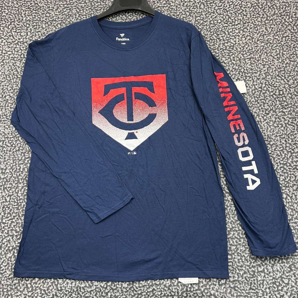 Minnesota‎ Twins Shirt Men Large Blue Fanatics Long Sleeve Crew Neck New L